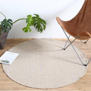 Alfombra Redonda <br> Yute Blanco